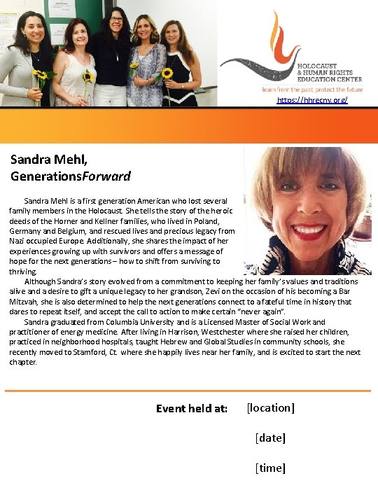 https: //hhrecny. org/ Sandra Mehl, Generations. Forward Sandra Mehl is a first generation American