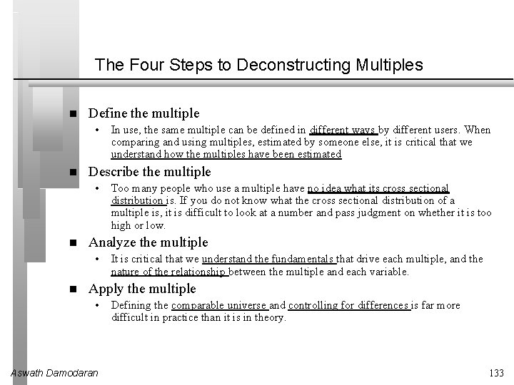 The Four Steps to Deconstructing Multiples Define the multiple • Describe the multiple •