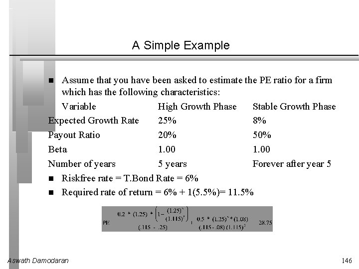 A Simple Example Assume that you have been asked to estimate the PE ratio