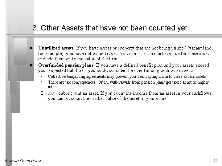3. Other Assets that have not been counted yet. . Unutilized assets: If you