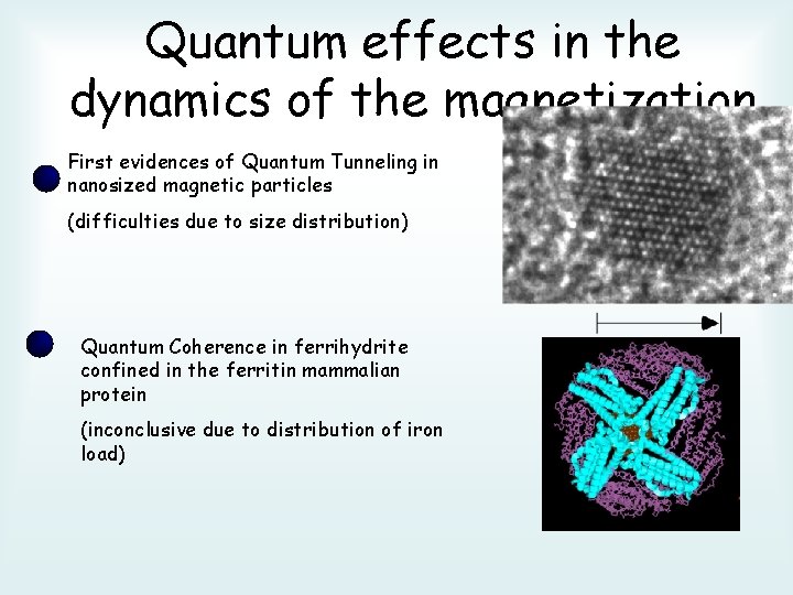 Quantum effects in the dynamics of the magnetization First evidences of Quantum Tunneling in