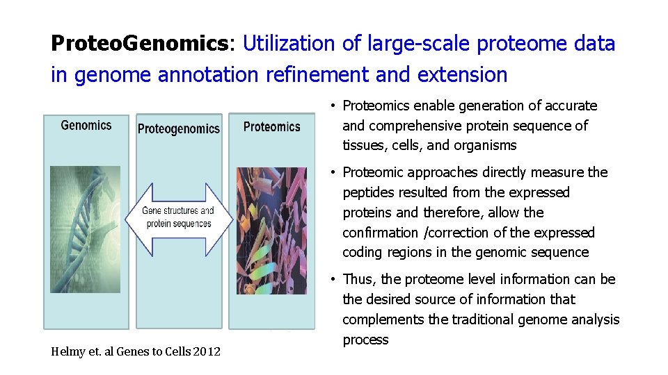 Proteo. Genomics: Utilization of large-scale proteome data in genome annotation refinement and extension •