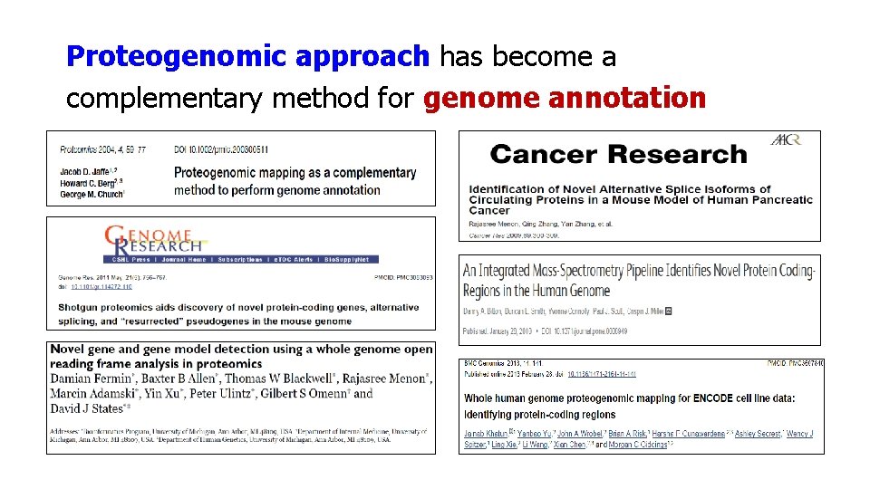 Proteogenomic approach has become a complementary method for genome annotation 