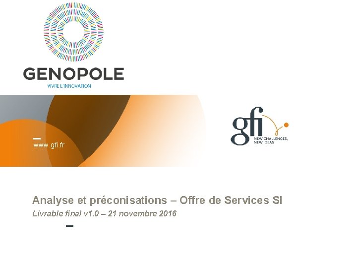 www. gfi. fr Analyse et préconisations – Offre de Services SI Livrable final v