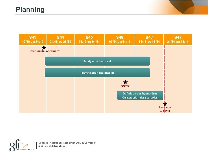 Planning S 43 S 44 S 45 S 46 S 47 17/10 au 21/10