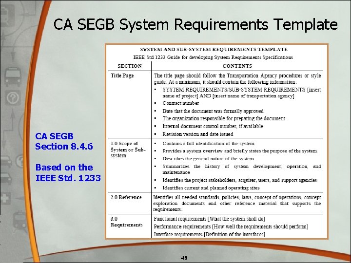 CA SEGB System Requirements Template CA SEGB Section 8. 4. 6 Based on the CA SEGB System Requirements Template CA SEGB Section 8. 4. 6 Based on the