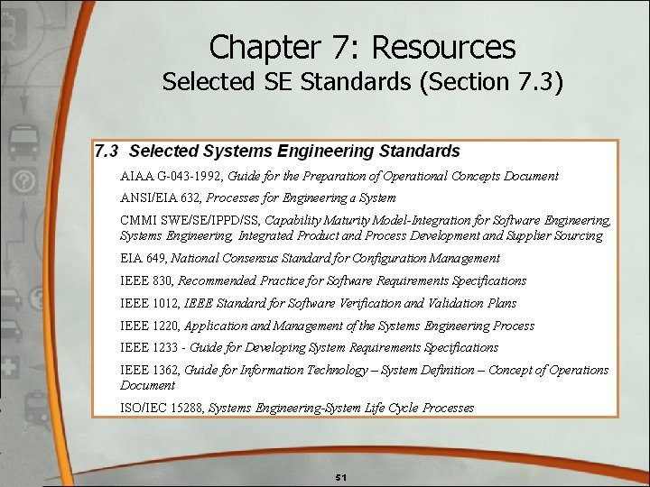 Chapter 7: Resources Selected SE Standards (Section 7. 3) 51 Chapter 7: Resources Selected SE Standards (Section 7. 3) 51