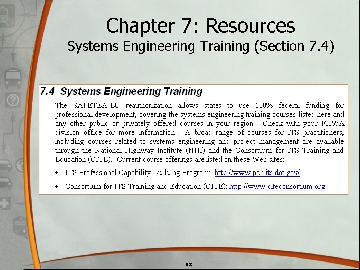Chapter 7: Resources Systems Engineering Training (Section 7. 4) 52 Chapter 7: Resources Systems Engineering Training (Section 7. 4) 52