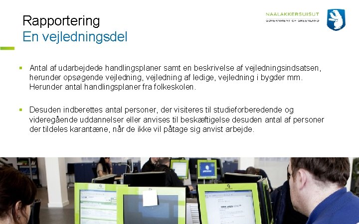 Rapportering En vejledningsdel § Antal af udarbejdede handlingsplaner samt en beskrivelse af vejledningsindsatsen, herunder