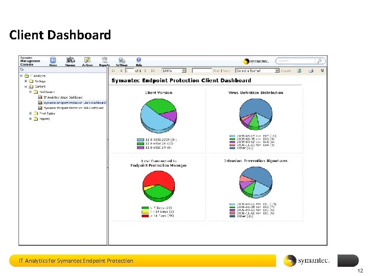 Client Dashboard IT Analytics for Symantec Endpoint Protection 12 