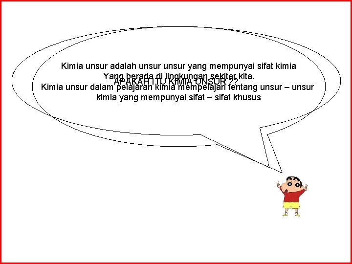 Kimia unsur adalah unsur yang mempunyai sifat kimia Yang berada di lingkungan sekitar kita.