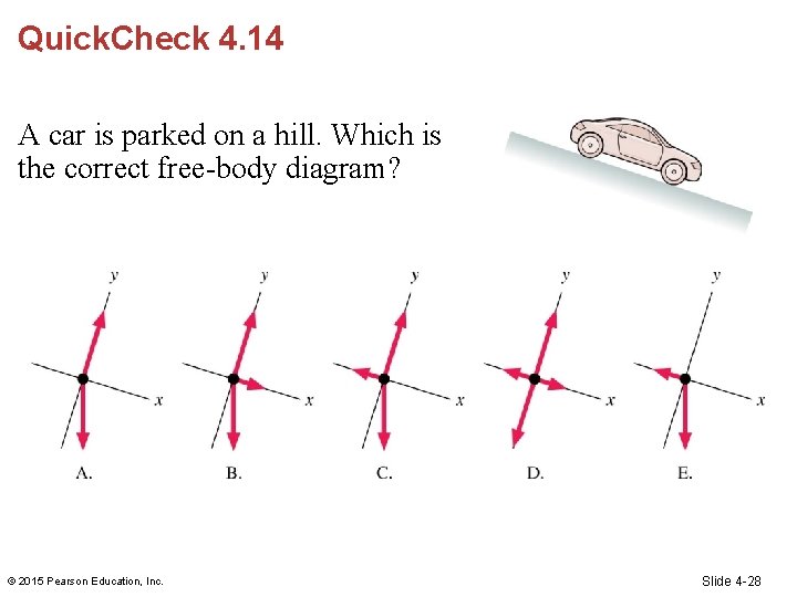 Quick. Check 4. 14 A car is parked on a hill. Which is the