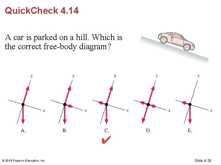 Quick. Check 4. 14 A car is parked on a hill. Which is the