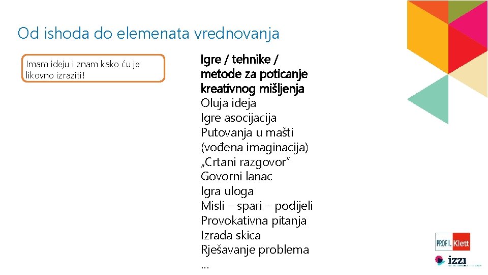 Od ishoda do elemenata vrednovanja Imam ideju i znam kako ću je likovno izraziti!