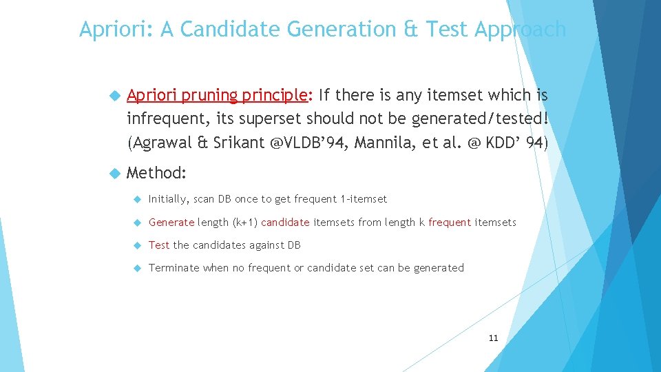 Apriori: A Candidate Generation & Test Approach Apriori pruning principle: If there is any