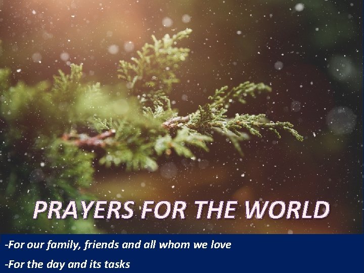 PRAYERS FOR THE WORLD -For our family, friends and all whom we love -For PRAYERS FOR THE WORLD -For our family, friends and all whom we love -For
