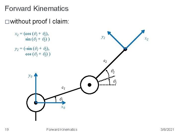 Forward Kinematics � without proof I claim: x 2 = (cos (q 1 +