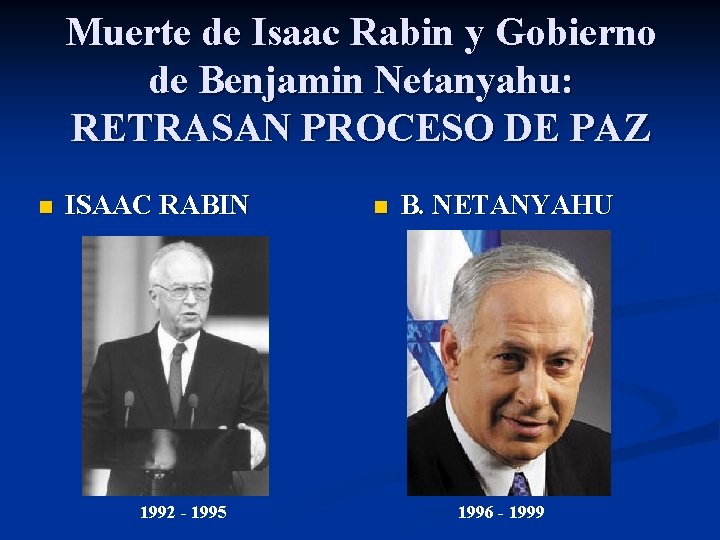 Muerte de Isaac Rabin y Gobierno de Benjamin Netanyahu: RETRASAN PROCESO DE PAZ n