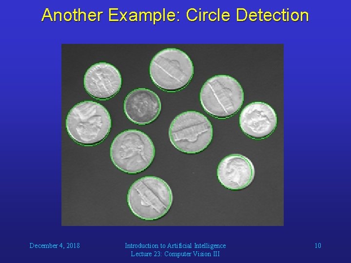 Another Example: Circle Detection December 4, 2018 Introduction to Artificial Intelligence Lecture 23: Computer