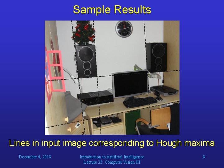 Sample Results Lines in input image corresponding to Hough maxima December 4, 2018 Introduction