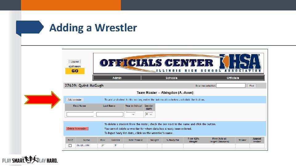 Adding a Wrestler Adding a Wrestler