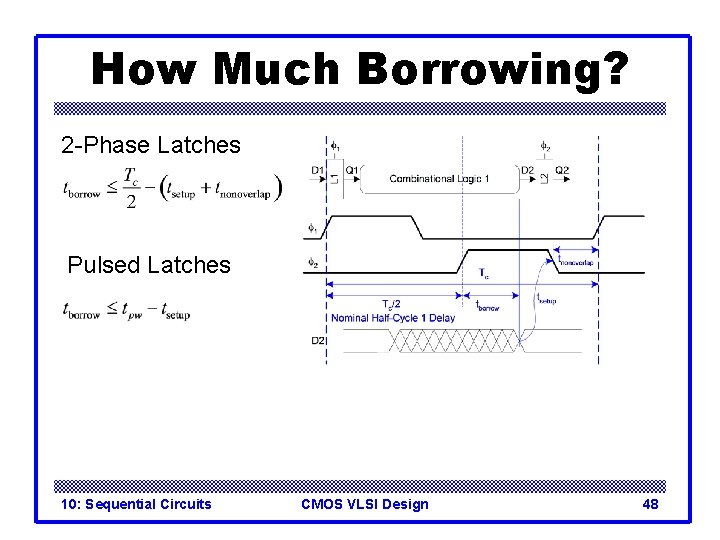How Much Borrowing? 2 -Phase Latches Pulsed Latches 10: Sequential Circuits CMOS VLSI Design