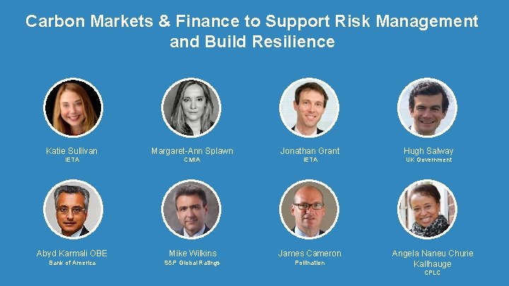 Carbon Markets & Finance to Support Risk Management and Build Resilience Katie Sullivan Margaret-Ann