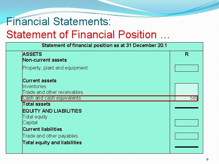 Financial Statements: Statement of Financial Position … Statement of financial position as at 31 Financial Statements: Statement of Financial Position … Statement of financial position as at 31