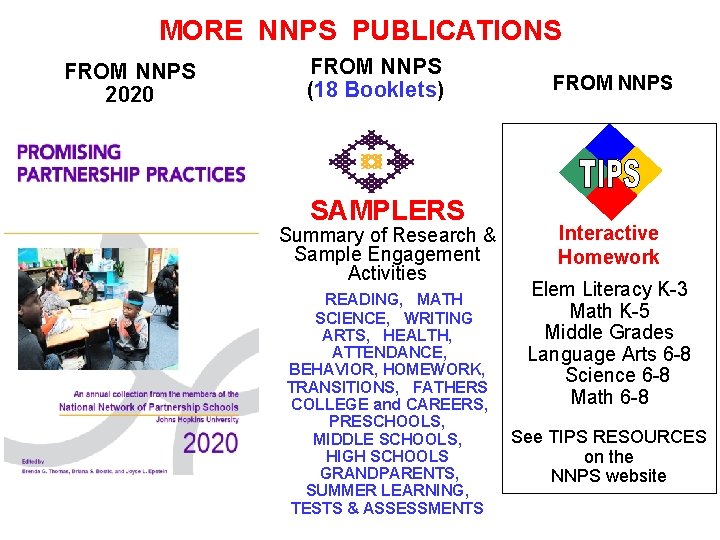 MORE NNPS PUBLICATIONS FROM NNPS 2020 FROM NNPS (18 Booklets) SAMPLERS Summary of Research