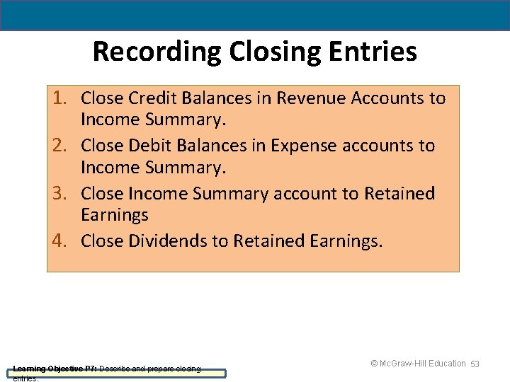 4 - 53 Recording Closing Entries 1. Close Credit Balances in Revenue Accounts to