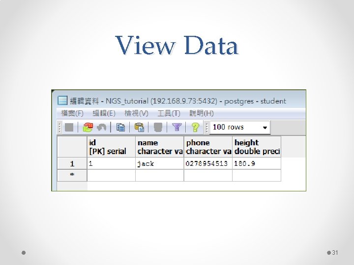 View Data 31 View Data 31