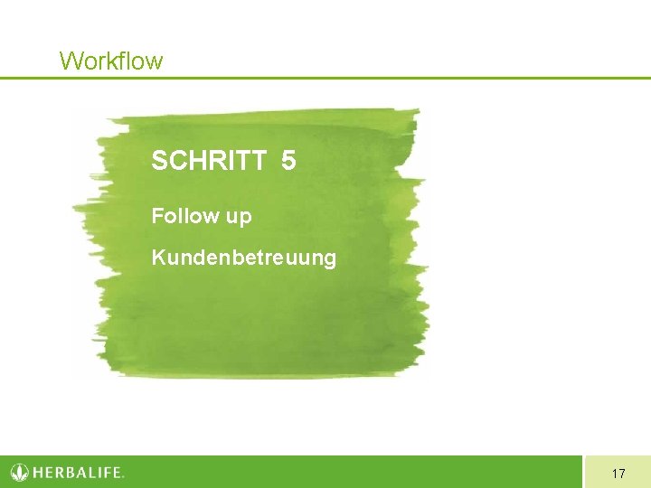 Workflow SCHRITT 5 Follow up Kundenbetreuung 17 