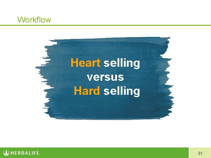 Workflow Heart selling versus Hard selling 31 
