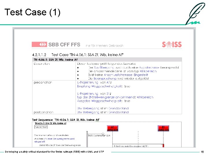 Test Case (1) Developing a safety-critical standard for the Swiss railways (SBB) with x.