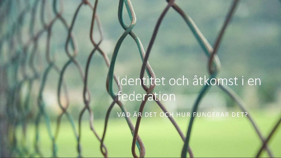 Identitet och åtkomst i en federation VAD ÄR DET OCH HUR FUNGERAR DET? 