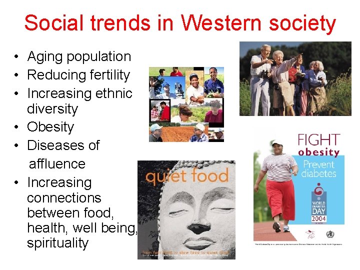 Social trends in Western society • Aging population • Reducing fertility • Increasing ethnic