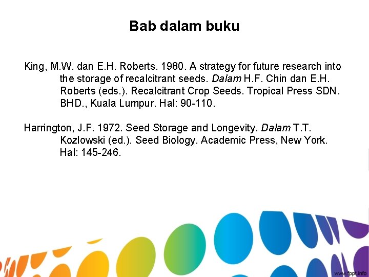 Bab dalam buku King, M. W. dan E. H. Roberts. 1980. A strategy for