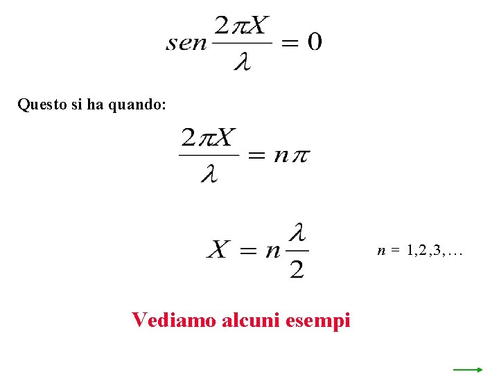 Questo si ha quando: n 1, 2 , 3 , . . . Vediamo