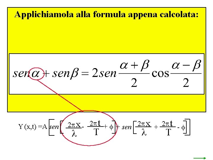 Applichiamola alla formula appena calcolata: Y (x, t) =A sen 2 p x -