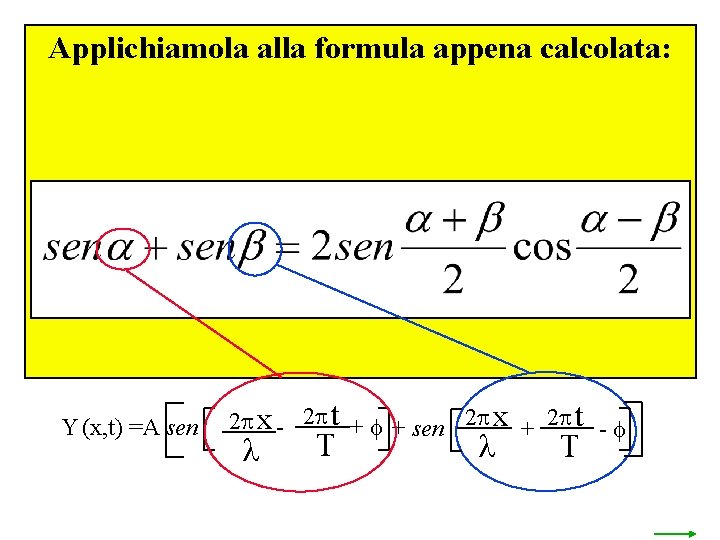 Applichiamola alla formula appena calcolata: Y (x, t) =A sen 2 p x -