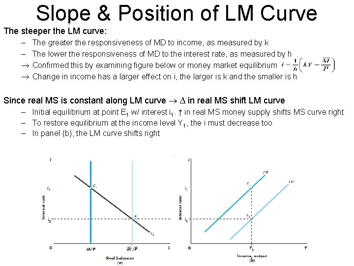 Slope & Position of LM Curve The steeper the LM curve: – – The