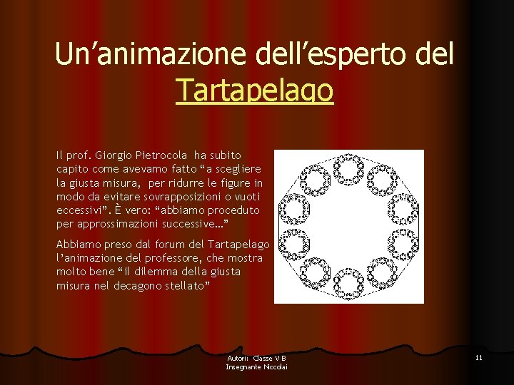 Un’animazione dell’esperto del Tartapelago Il prof. Giorgio Pietrocola ha subito capito come avevamo fatto