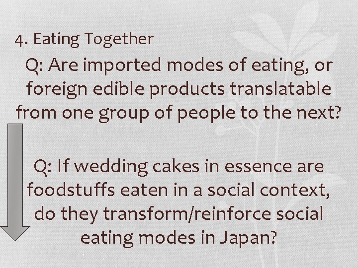 4. Eating Together Q: Are imported modes of eating, or foreign edible products translatable