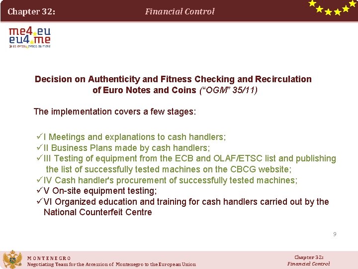 Chapter 32: Financial Control Decision on Authenticity and Fitness Checking and Recirculation of Euro