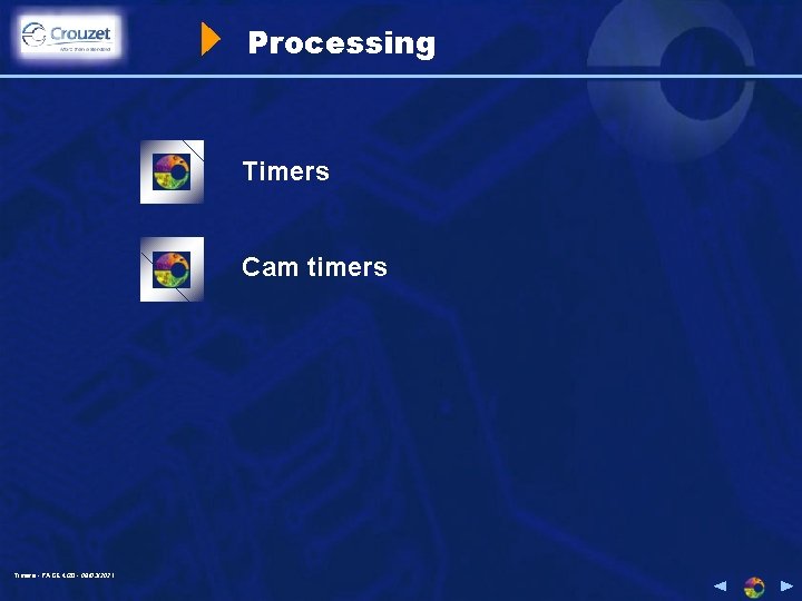 Processing Timers Cam timers Timers - PAGE 4/20 - 08/03/2021 