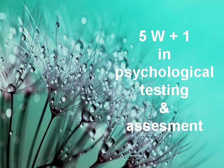 5 W + 1 in psychological testing & assesment 