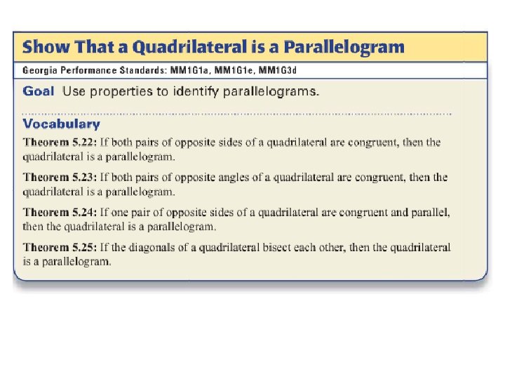 Properties of parallelograms 