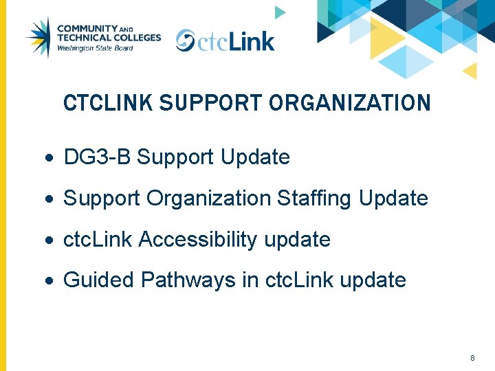 CTCLINK SUPPORT ORGANIZATION DG 3 -B Support Update Support Organization Staffing Update ctc. Link