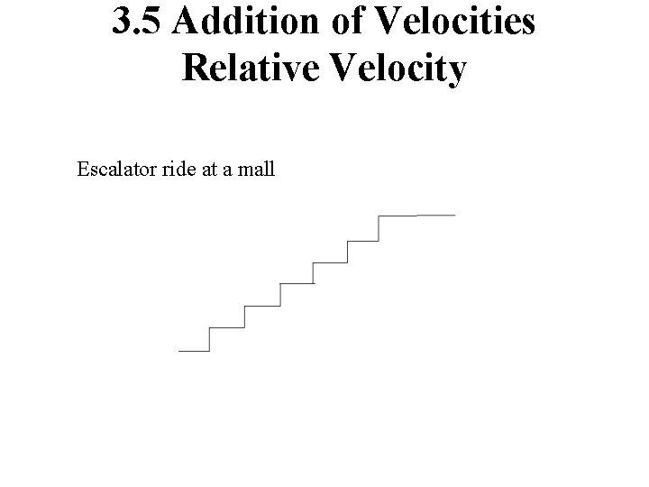 3. 5 Addition of Velocities Relative Velocity Escalator ride at a mall 