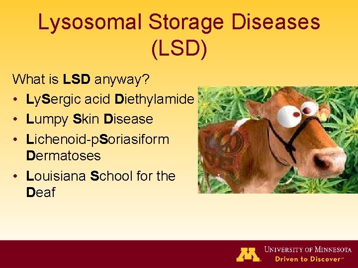 Lysosomal Storage Diseases (LSD) What is LSD anyway? • Ly. Sergic acid Diethylamide •